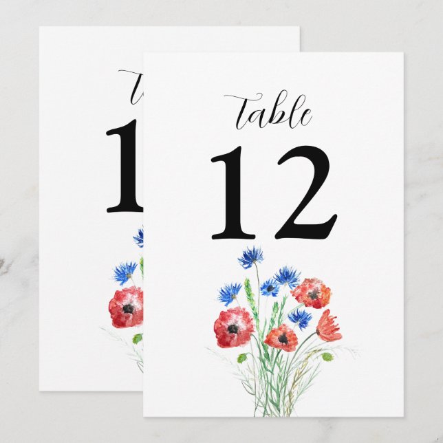 Poppies Cornflowers Floral Rustic Wedding Invitation (Front/Back)