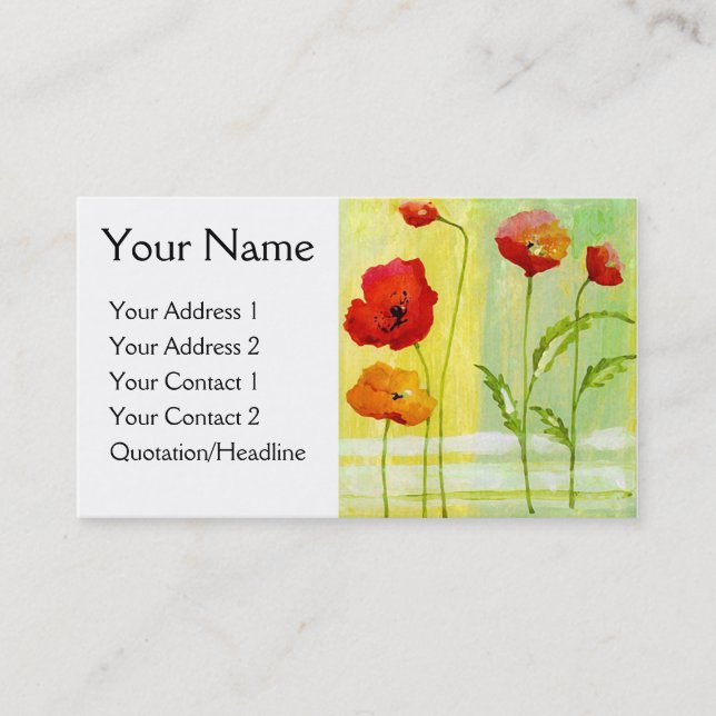 Poppies - Customised Business Card (Front)