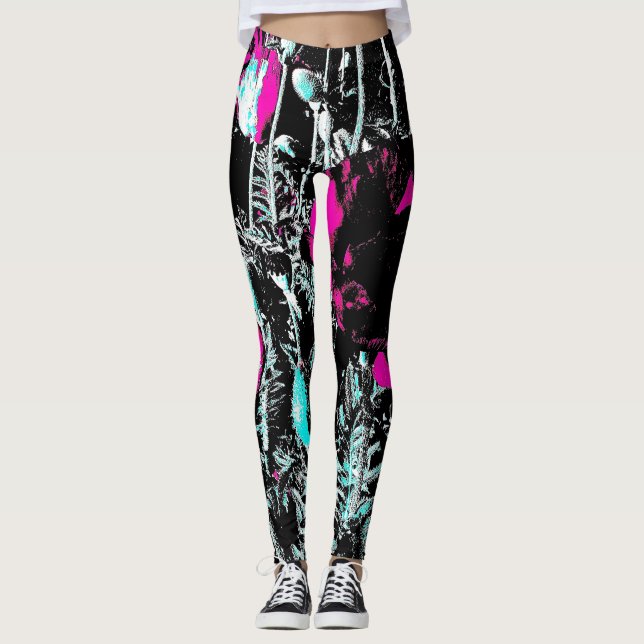 Poppies dark leggings (Front)