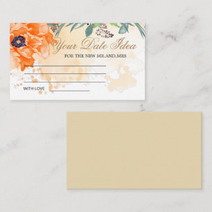 Poppies Date night ideas. Date jar Enclosure Card