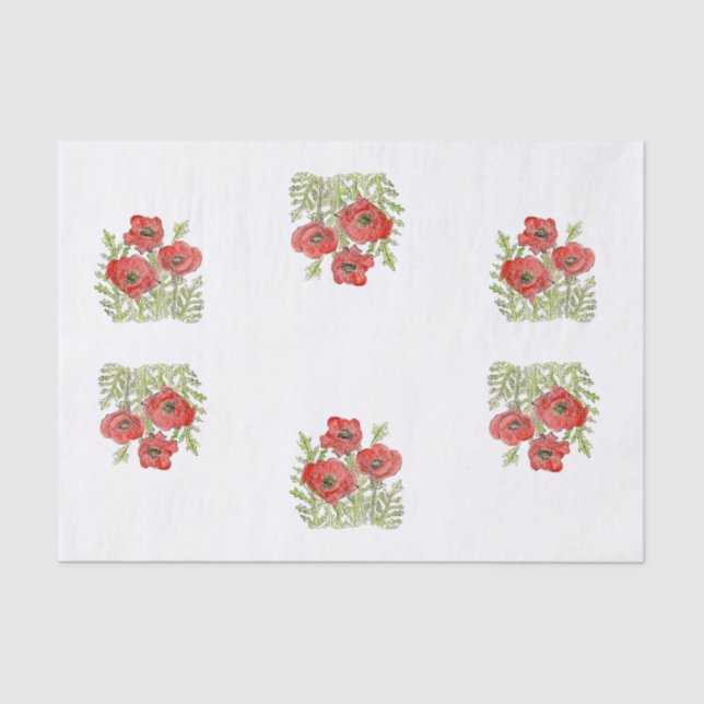 Poppies design on tissue paper (Front)