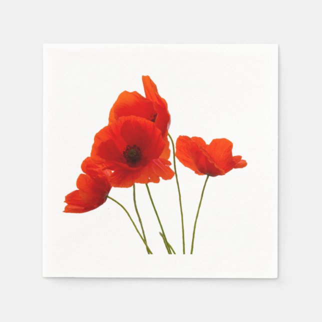 "Poppies" design paper napkins (Front)