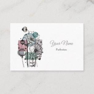 Poppies doodle In Ink And Watercolor Business Card
