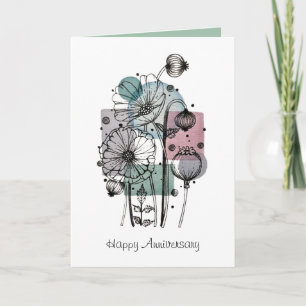 Poppies Doodle In Ink And Watercolor Card