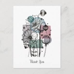 Poppies Doodle In Ink And Watercolor Postcard