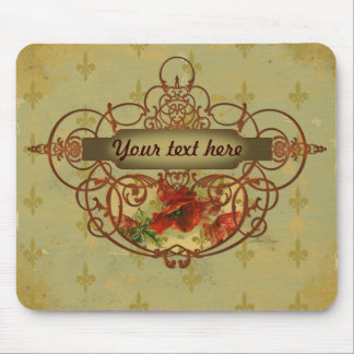 Poppies Fleur de Lis Victorian Style Mouse Pad