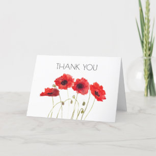 Poppies Floral 1st First Birthday Party Thank you Card