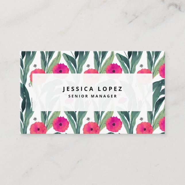 Poppies Floral Pattern Professional Business Card (Front)