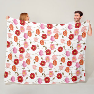 Poppies Flowers Pattern Fleece Blanket