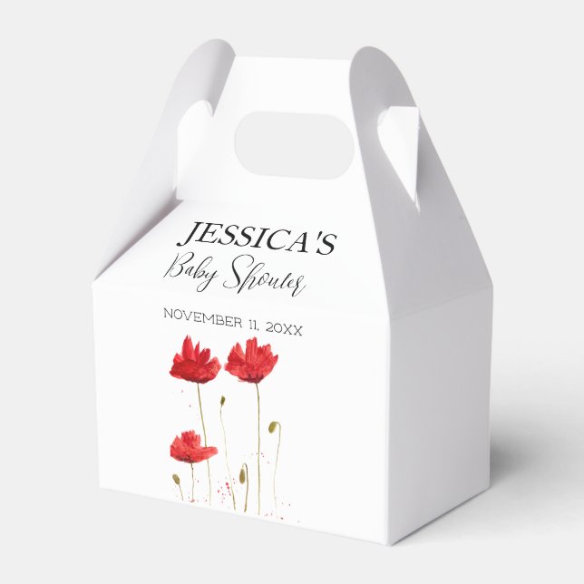 Poppies Flowers Poppy Baby Shower Wildflower girl Favour Box (Front Side)