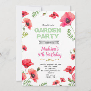 Poppies Garden Party Invitation