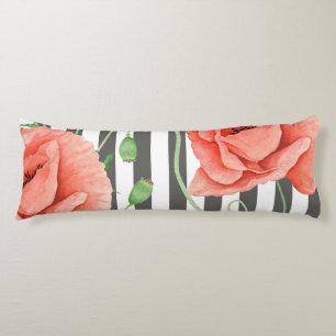 Poppies Grey Stripes Body Cushion