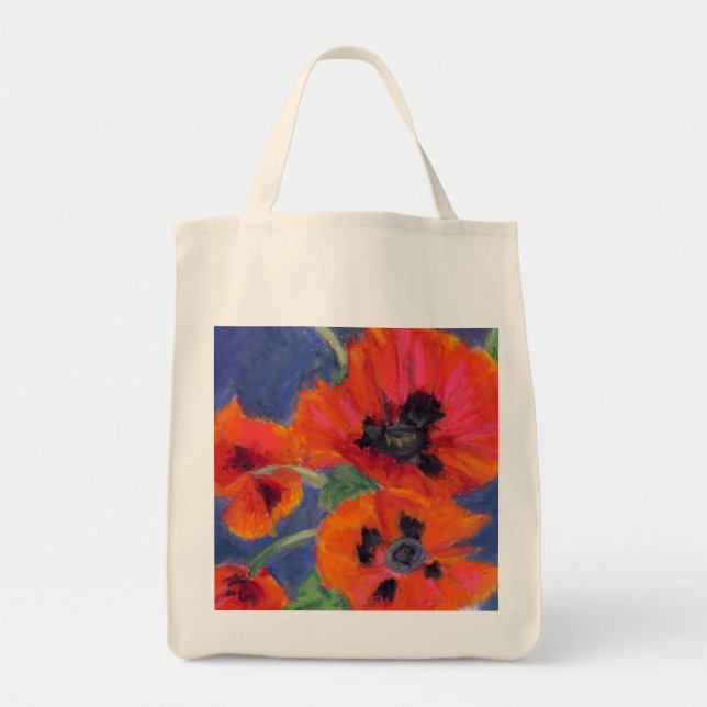 Poppies Grocery Tote Bag (Front)