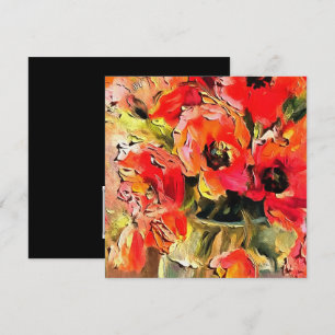 Poppies In A Glass Vase Black Outline Art Invitation