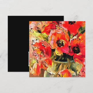 Poppies In A Glass Vase Black Outline Art Invitation