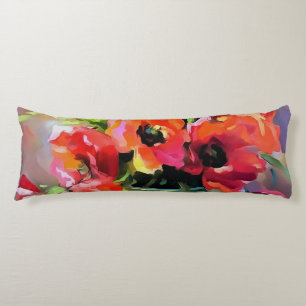 Poppies In A Glass Vase Body Cushion
