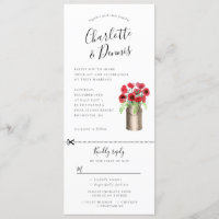 Poppies in a milkbucket invitation w rsvp attached