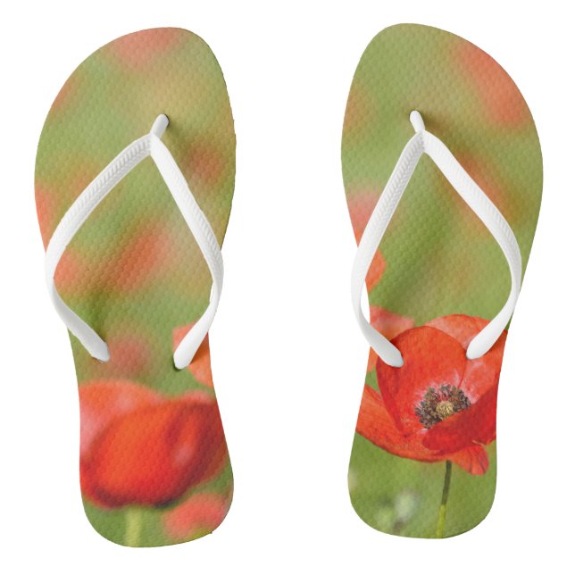 Poppies in a poppy field flip-flops jandals (Footbed)
