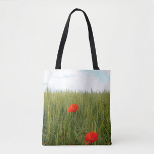 Poppies in a Wheat Field All-Over-Print Tote Bag
