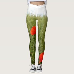 Poppies in a Wheat Field Leggings