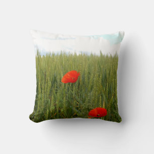 Poppies in a Wheat Field Throw Cushion