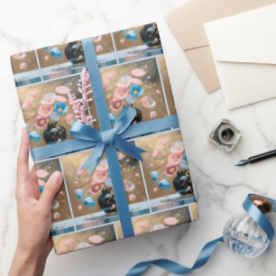 Poppies In Black Vase Wrapping Paper