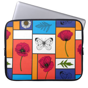 Poppies in colourful boxes laptop sleeve