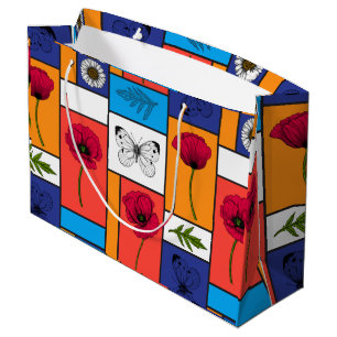 Poppies in colourful boxes large gift bag