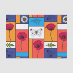 Poppies in colourful boxes tissue paper