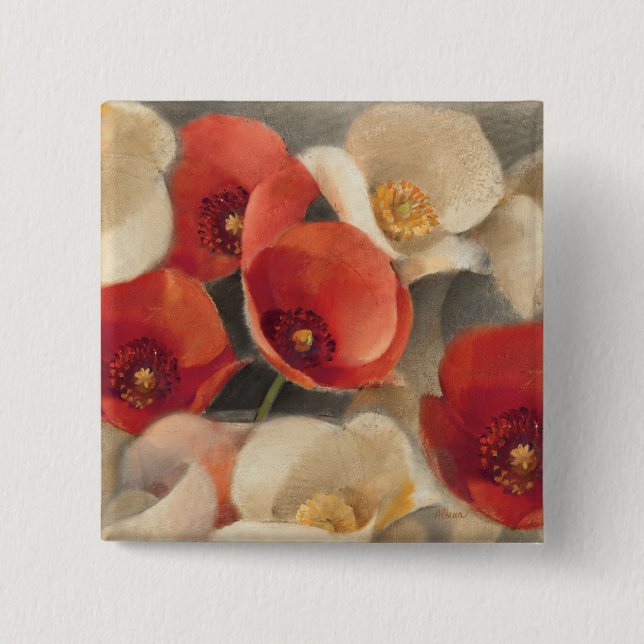 Poppies in Full Bloom 15 Cm Square Badge (Front)
