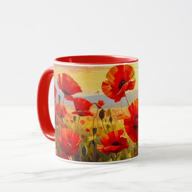Poppies in the Evening Light Mug (Front Left)