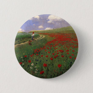 Poppies in the Field SZINYEI MERSE, Pál red flower 6 Cm Round Badge