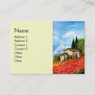 POPPIES IN TUSCANY, cream pearl paper Business Card