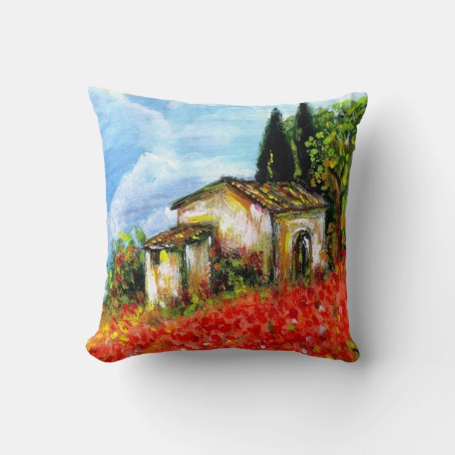 POPPIES IN TUSCANY CUSHION (Front)