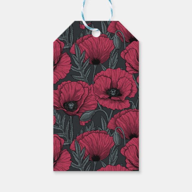 Poppies in Viva Magenta  Gift Tags (Front)