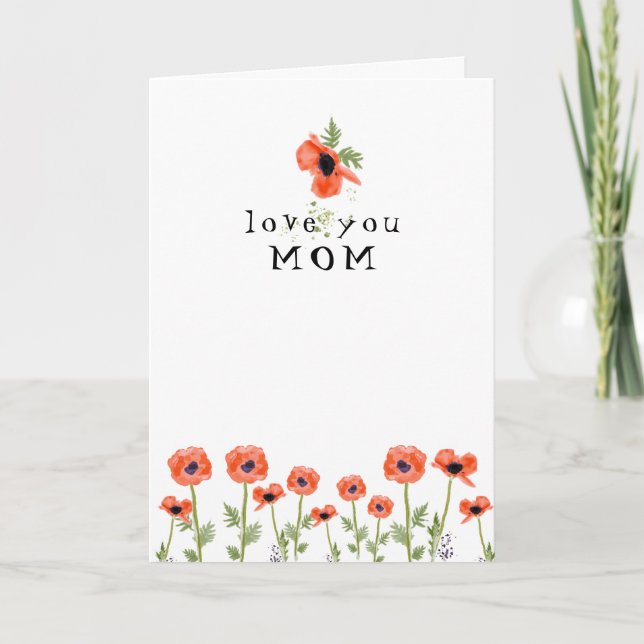  Poppies Love You Mum Mother's Day Thank You Card (Front)