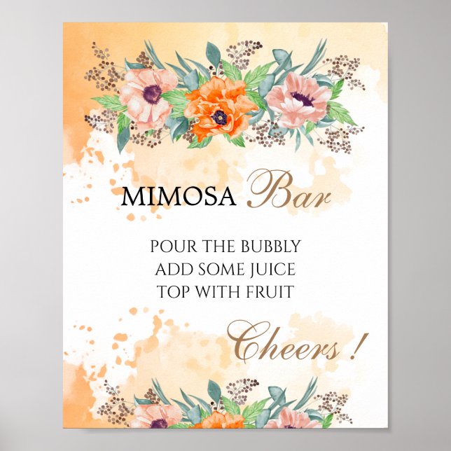 Poppies mimosa bar bridal shower sign (Front)