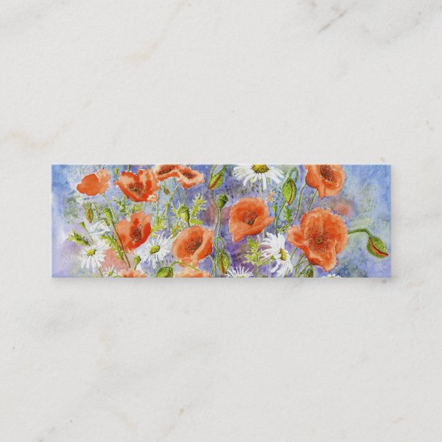 'Poppies n Daisies' Small Bookmark Mini Business Card (Front)