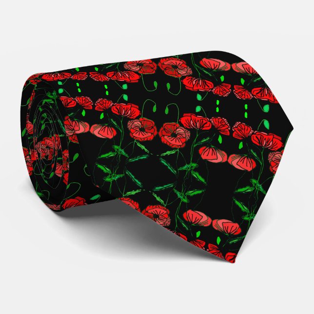 Poppies Neck Tie (Rolled)