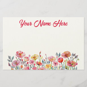 Poppies on Parade Personalized Stationery