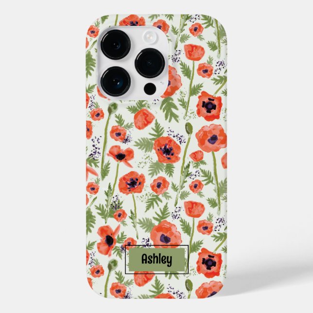 Poppies Orange Floral Pattern Case-Mate iPhone Case (Back)