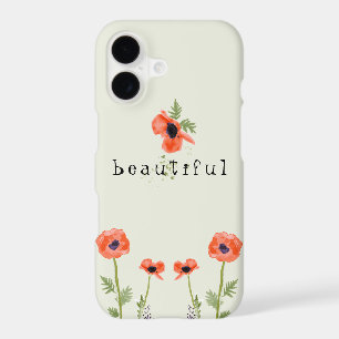 Poppies Orange Watercolor Floral With Name