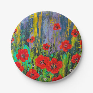 Poppies Paper Plate