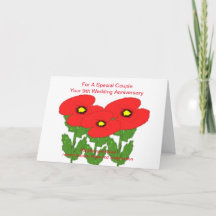 Poppies Personalised 9th Wedding Anniversary Card