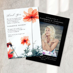 Poppies Photo Sympathy Funeral Memorial Thank You Card