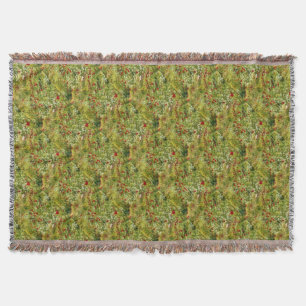 Poppies Pointillism Style Abstract Art Throw Blanket