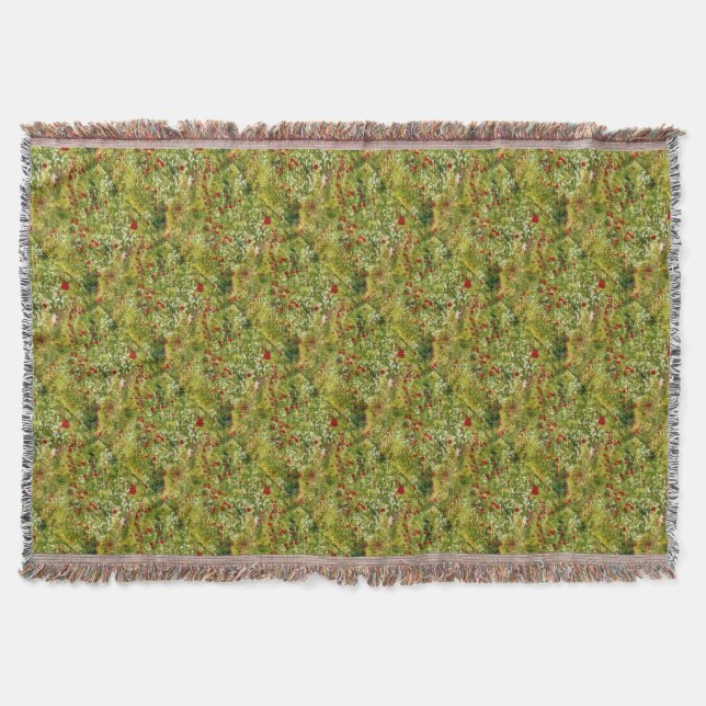 Poppies Pointillism Style Abstract Art Throw Blanket (Front)