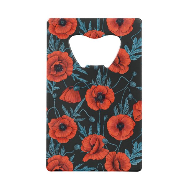 Poppies, red and blue on black (Front)