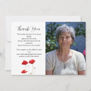 Poppies Red Floral Funeral Death Thank you Invitation