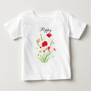 Poppies Red Floral Watercolor Poppy Baby T-Shirt